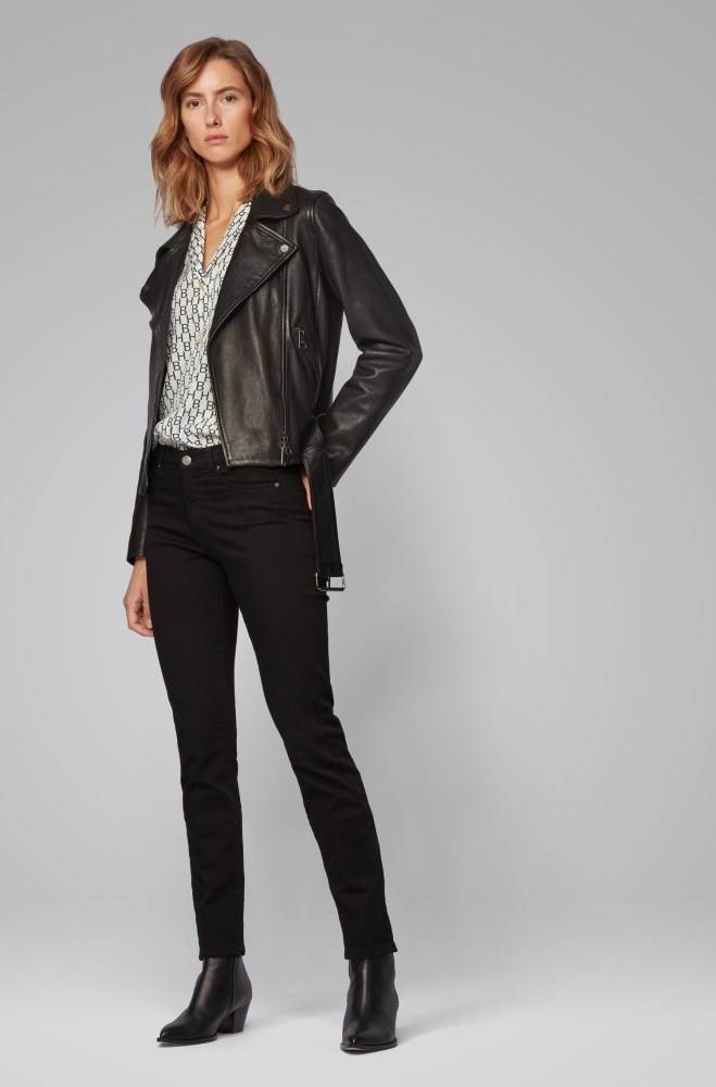 Hugo Boss Asymmetric biker jacket Svarte | 4nqvAT9O