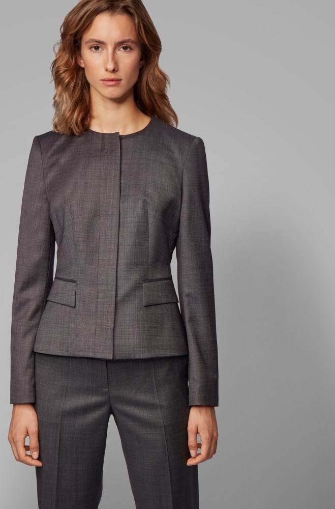 Hugo Boss Collarless slim-fit jacket Patterned | BQDnR0qz