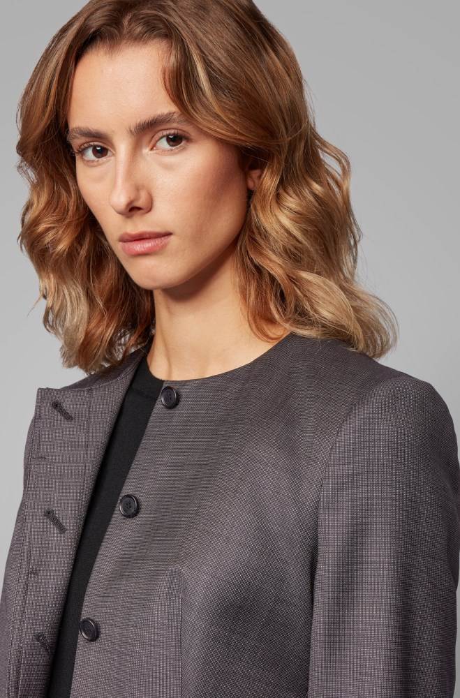 Hugo Boss Collarless slim-fit jacket Patterned | BQDnR0qz