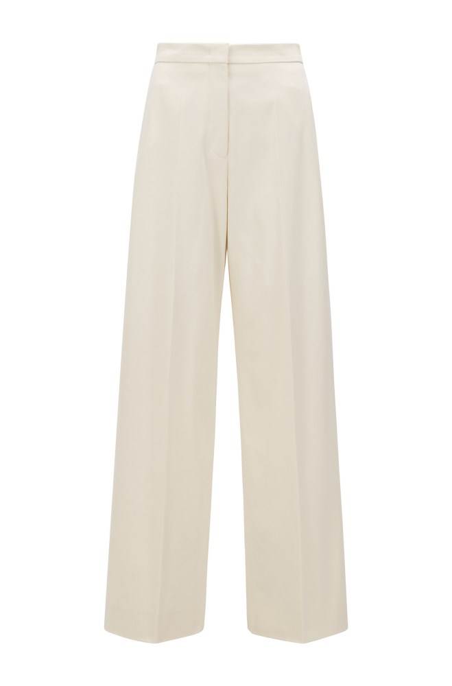 Hugo Boss High-waisted wide-leg trousers Hvite | lCkFQduD
