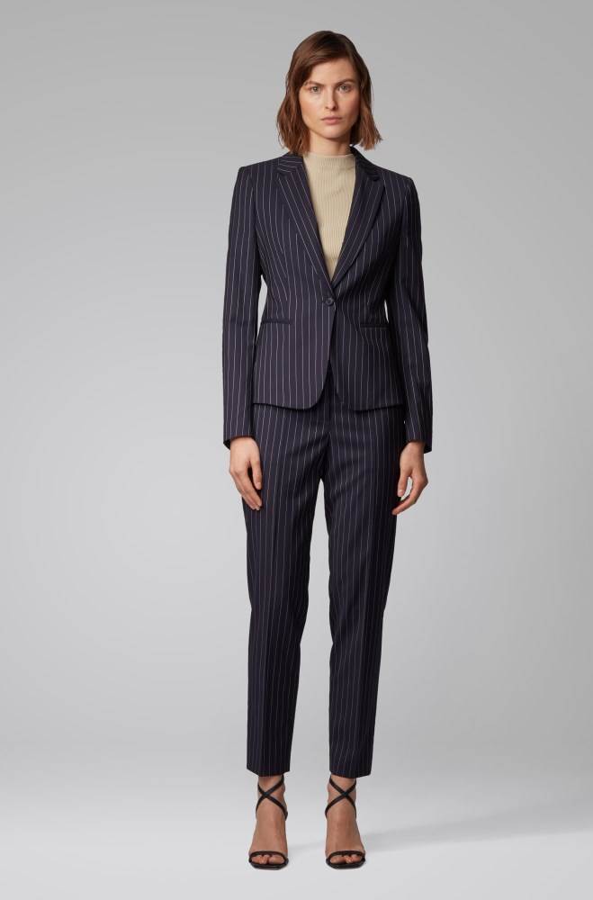 Hugo Boss Pinstripe regular-fit jacket Mørke Blå | gYK1ND1T