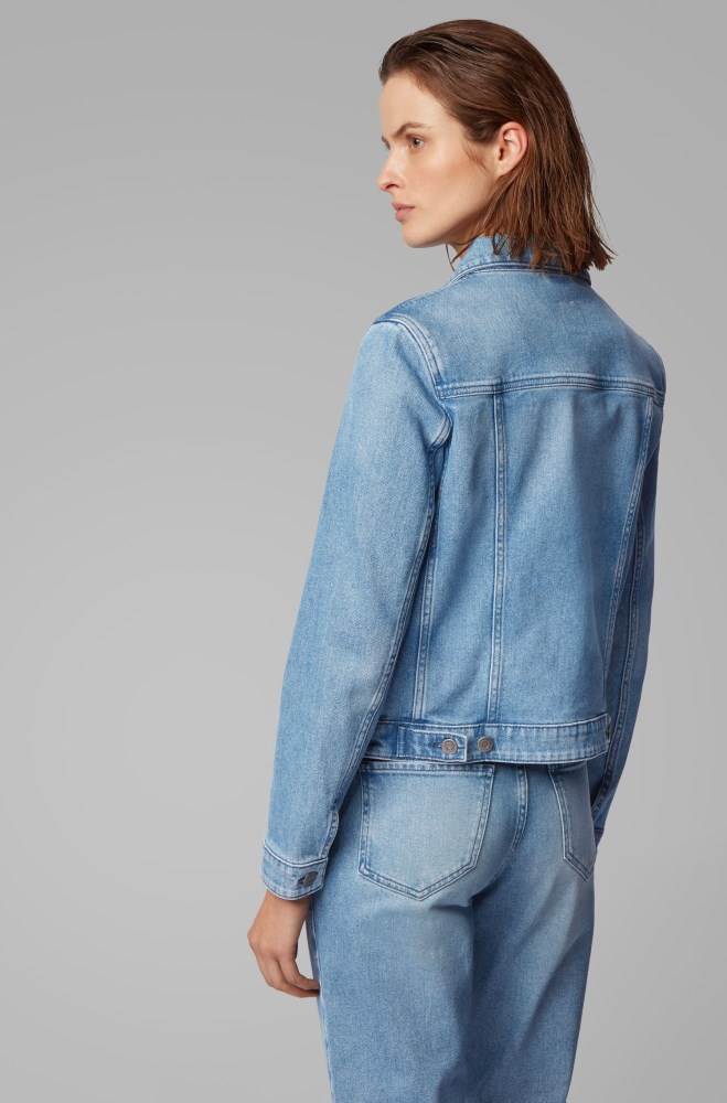 Hugo Boss Regular-fit trucker jacket Blå | yDQyhWPL