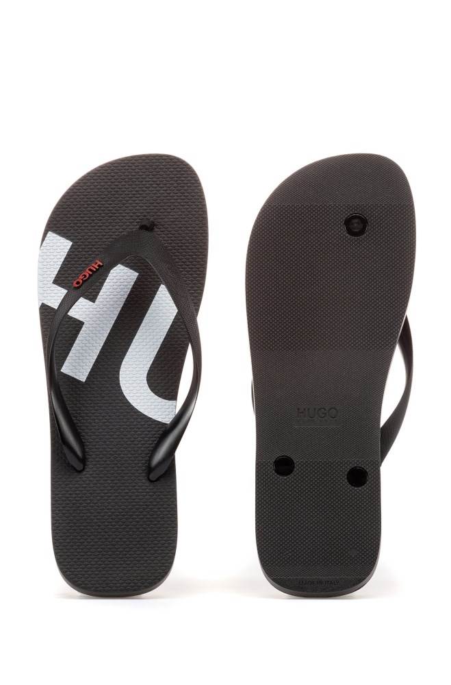 Hugo Boss Rubber flip-flops Svarte | V8MRyMEI