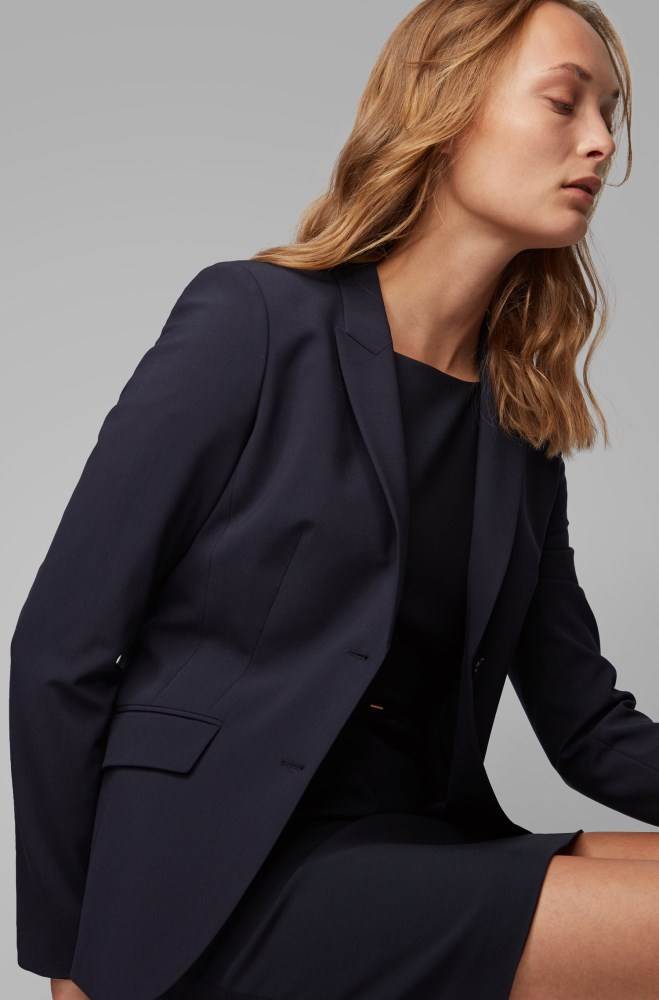Hugo Boss Stretch wool blazer Mørke Blå | uSh4IZOS